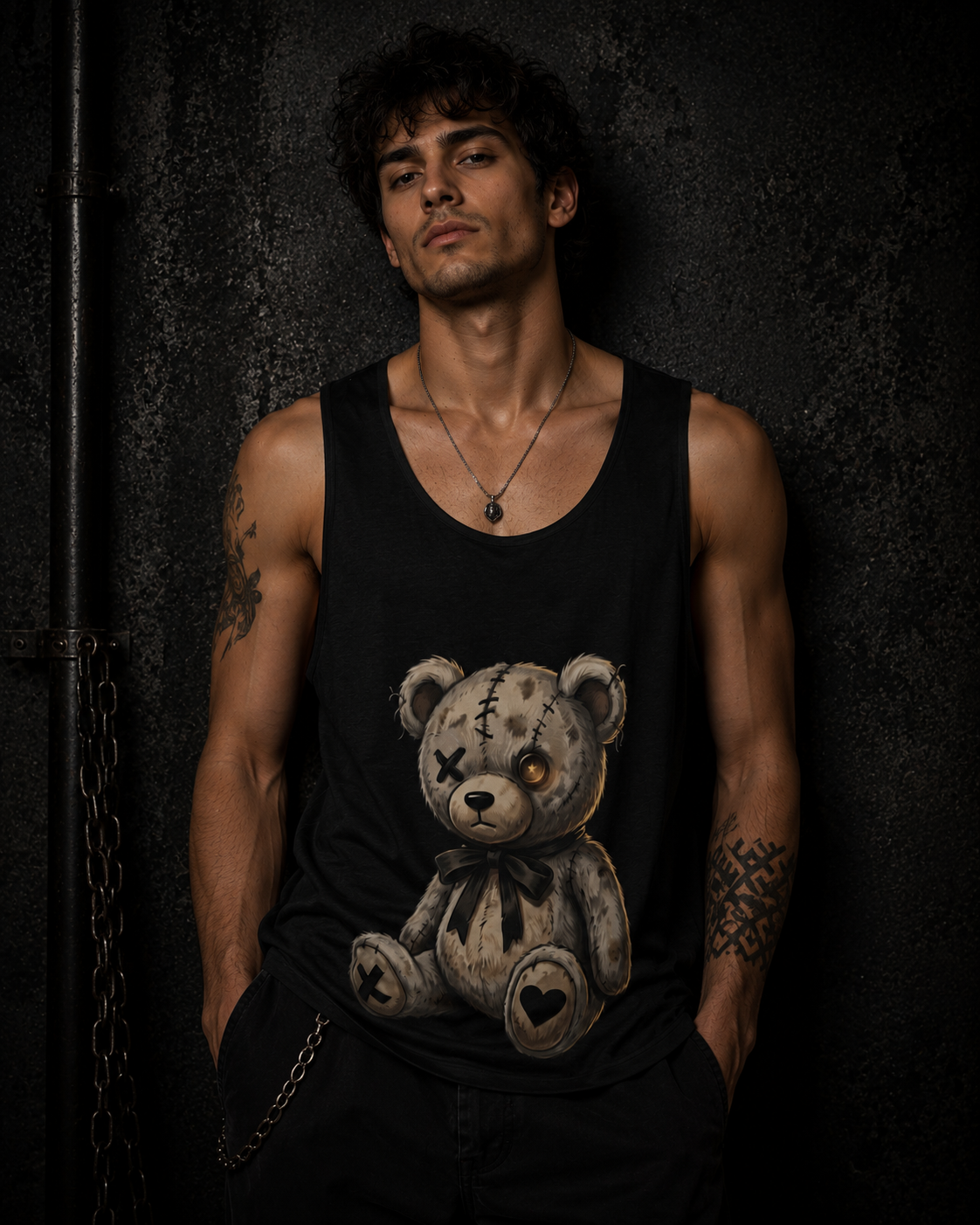 Teddy Bear Tank Top — “If They Don't Get Your Vibe, Change the People Not the Vibe” Men's Black Graphic Tank